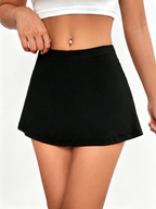 Women’s Elastic Waist Side Slit A-Line Skort
