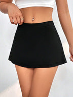Women’s Elastic Waist Side Slit A-Line Skort
