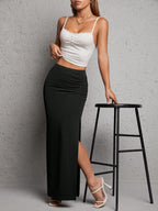 Women’s Side Slit Bodycon Maxi Skirt